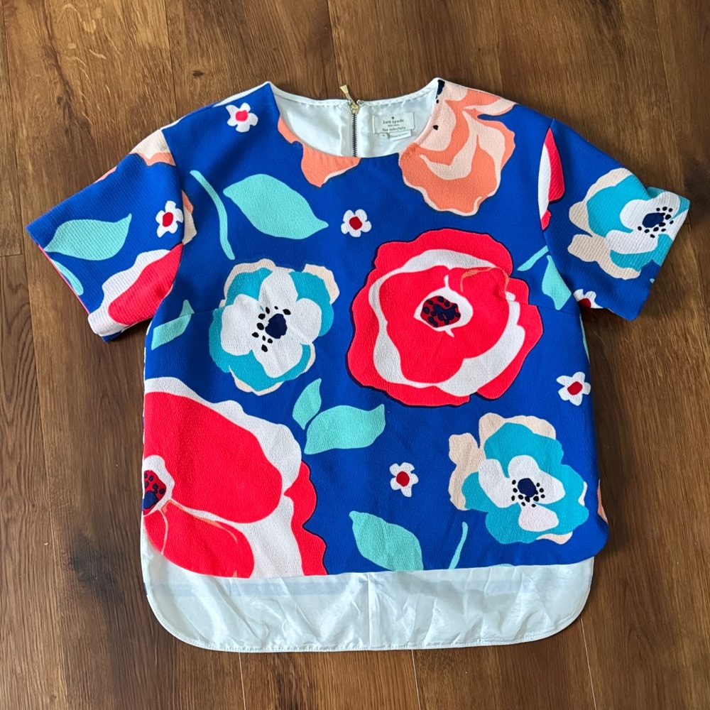 Kate Spade Ramona Floral Top in Ocean Blue